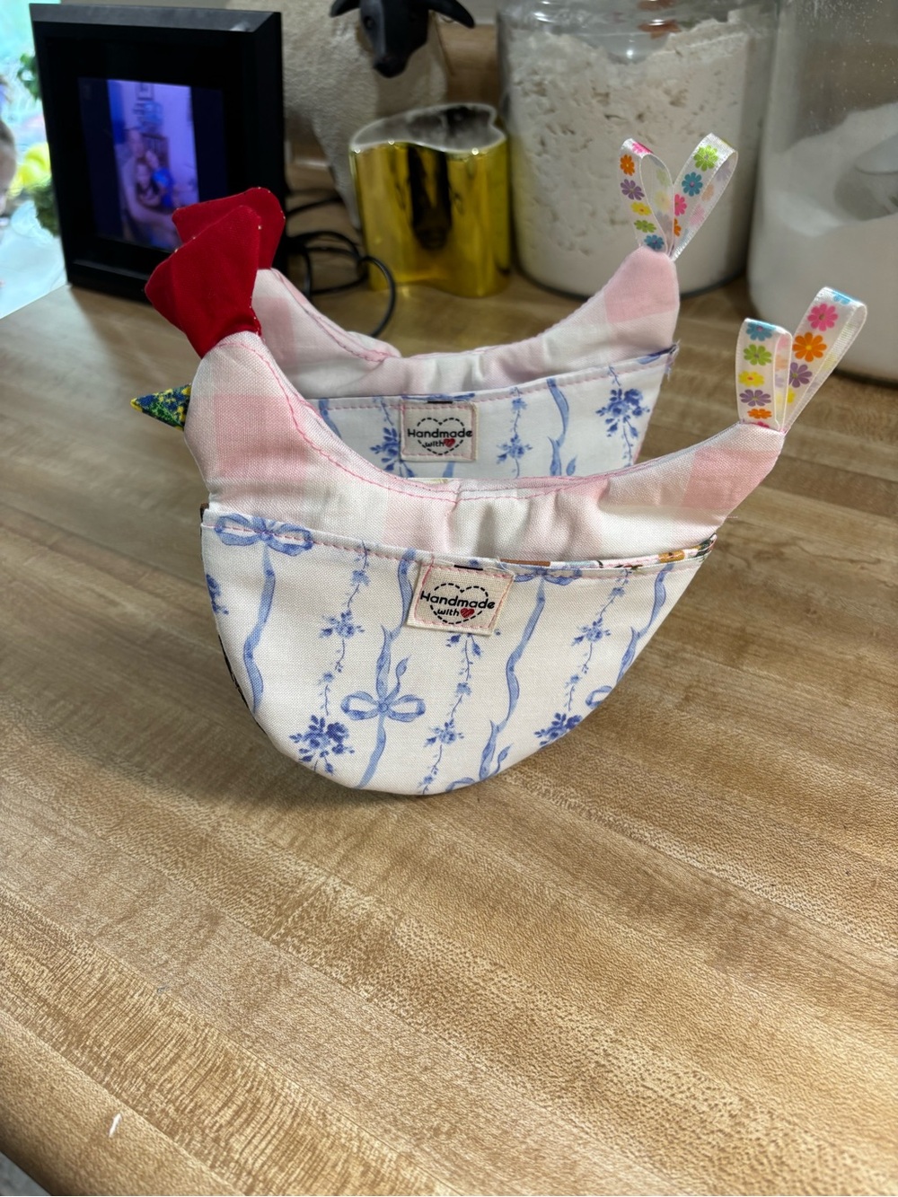 Cute handmade chicken pot holder mittens